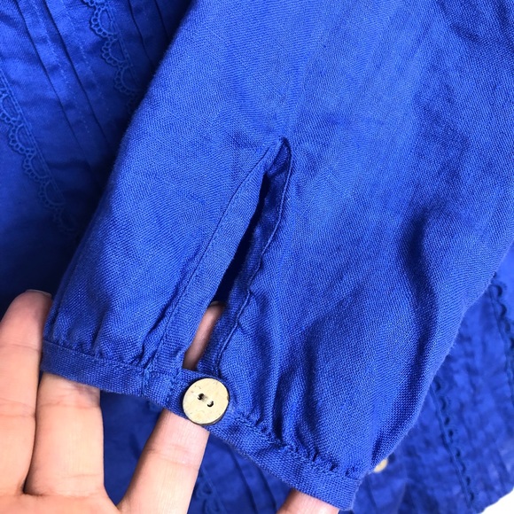 Soft Surroundings Linen Oversized Blouse Blue Size XS - Picture 5 of 7